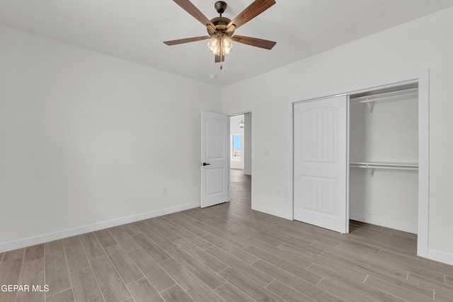 1385 Syrian Desert Dr, Chaparral, NM 88081 - unfurnished bedroom featuring light wood finished floors, a closet, and a ceiling fan