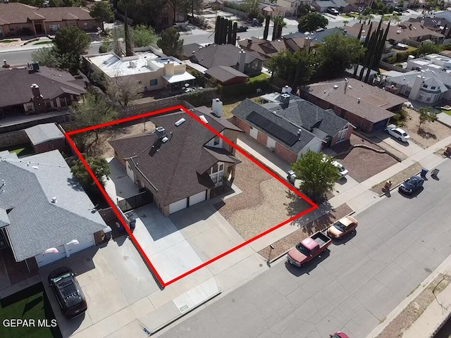 bird's eye view featuring a residential view