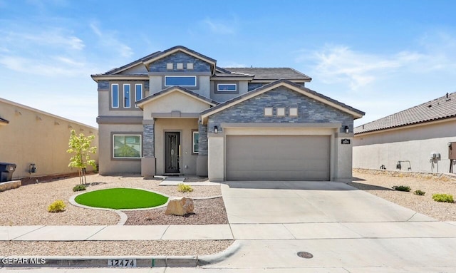 view of front of house with a garage