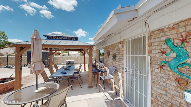 view of patio featuring a gazebo