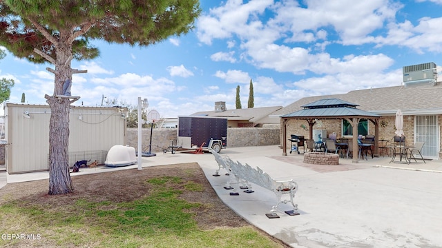 view of yard with a patio and a gazebo