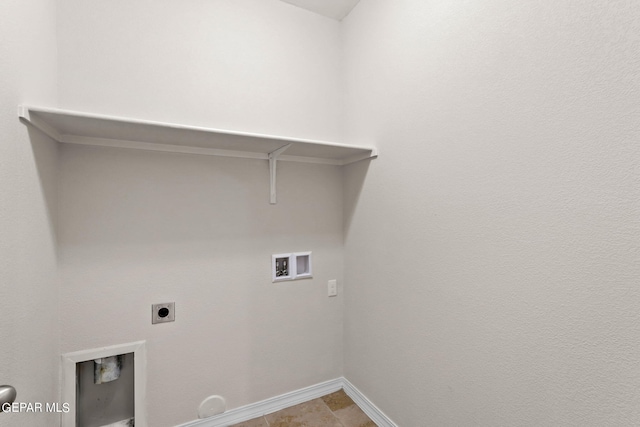 washroom featuring laundry area, hookup for an electric dryer, baseboards, and washer hookup