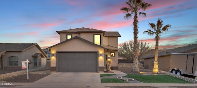 view of front property with a garage