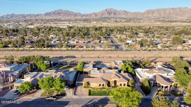 aerial view with a mountain view