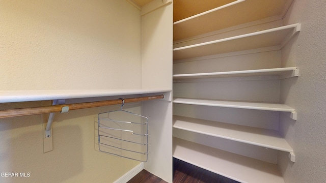 walk in closet featuring dark hardwood / wood-style floors