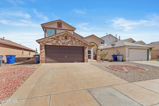 view of front property with a garage