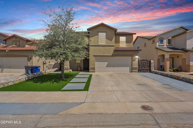 view of front of property with a garage