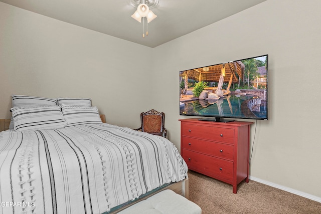 bedroom with carpet floors and ceiling fan