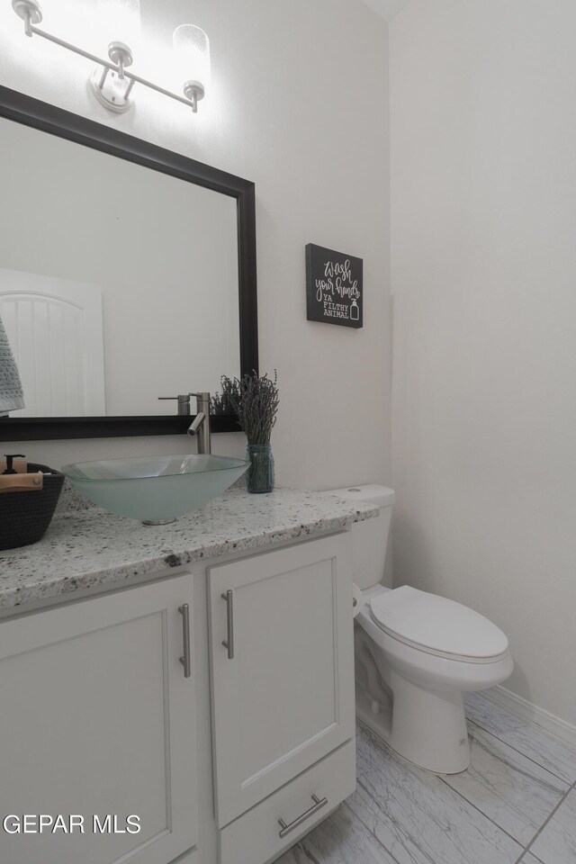 bathroom with toilet and vanity