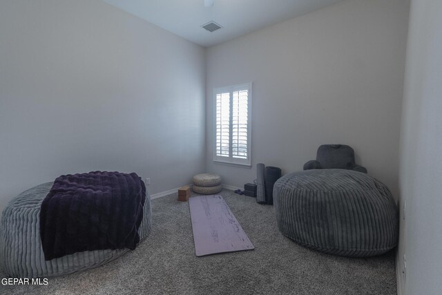 sitting room with carpet flooring