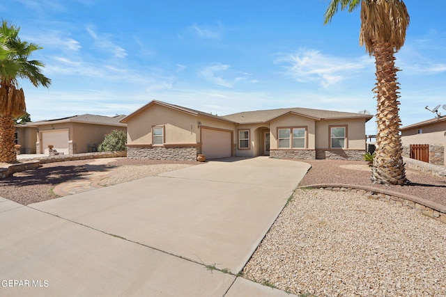 ranch-style home featuring a garage