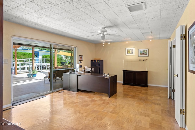 office featuring ceiling fan