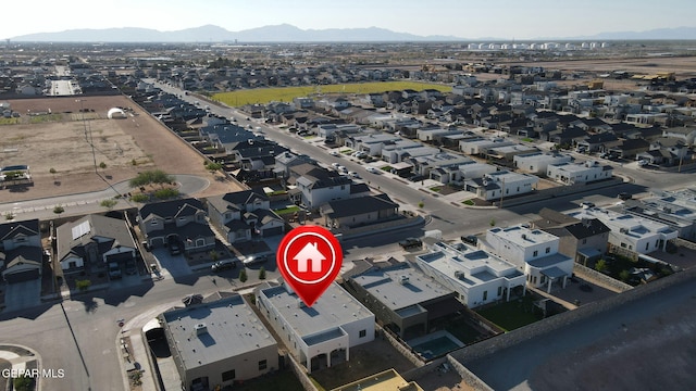 drone / aerial view with a mountain view