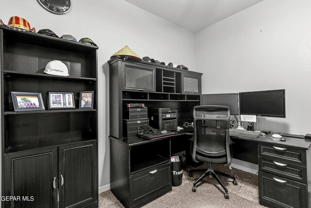 view of carpeted office space