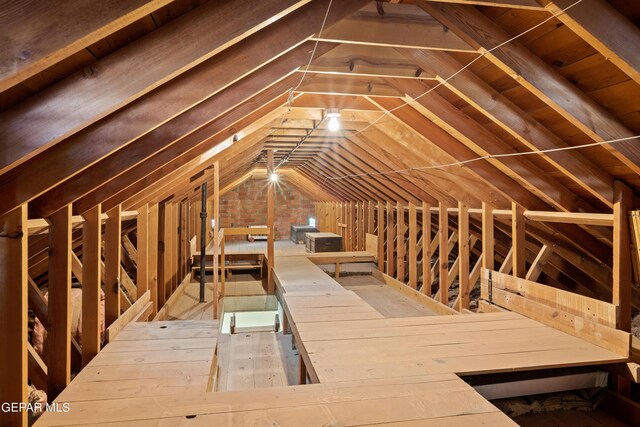 view of unfinished attic