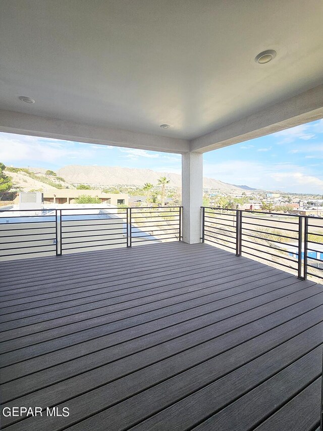 deck with a mountain view