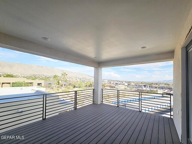 deck featuring a mountain view