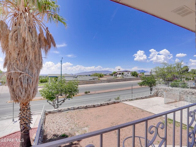 exterior space featuring a mountain view