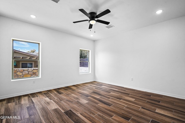 spare room featuring ceiling fan