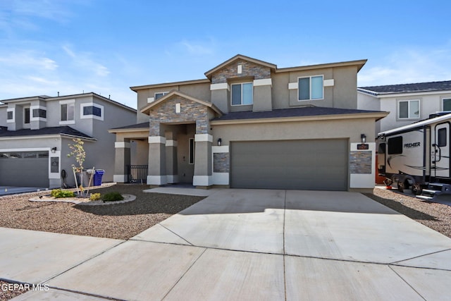 view of front of property with a garage