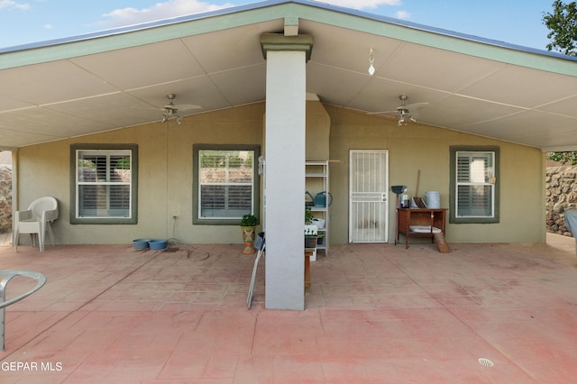 back of house featuring a patio and ceiling fan