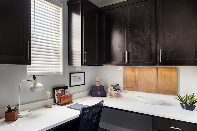 kitchen featuring built in desk