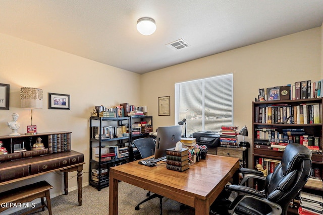 office area with carpet flooring