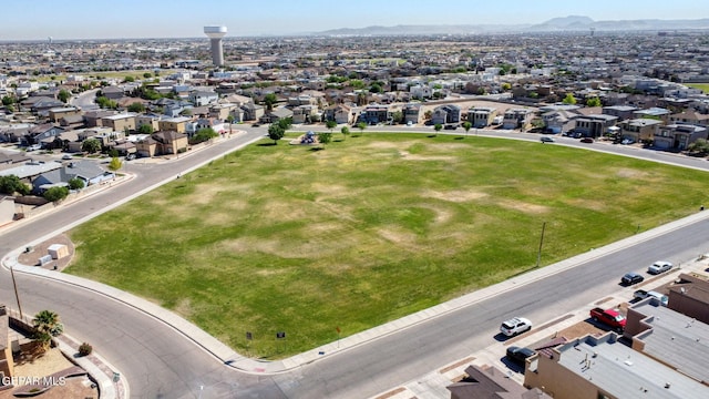 drone / aerial view featuring a mountain view