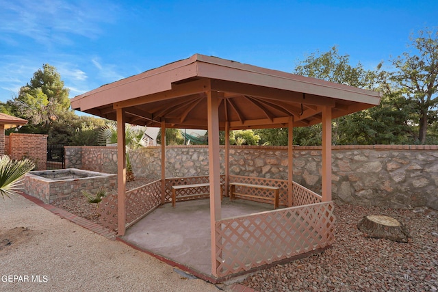 view of patio / terrace featuring a gazebo