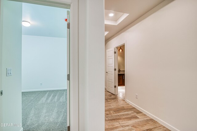 hall featuring light hardwood / wood-style flooring