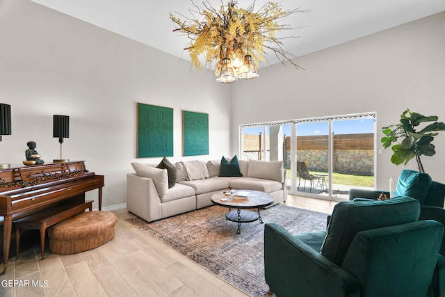 living room with light hardwood / wood-style floors