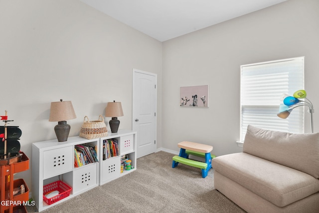 recreation room with carpet floors