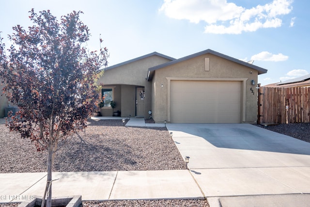 single story home with a garage