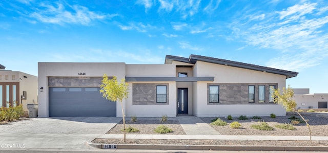 contemporary home featuring a garage