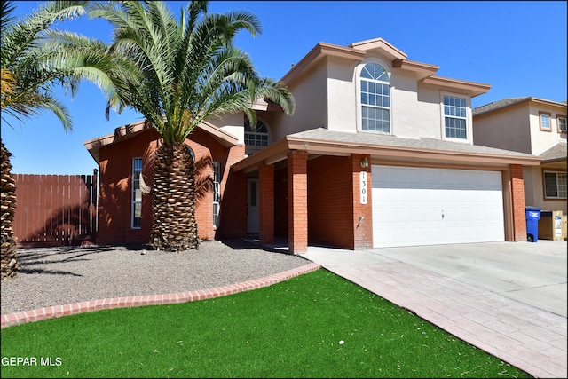 view of front of property with a garage