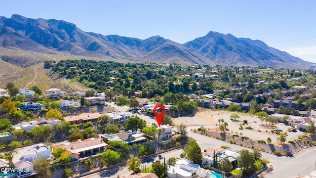 drone / aerial view with a mountain view