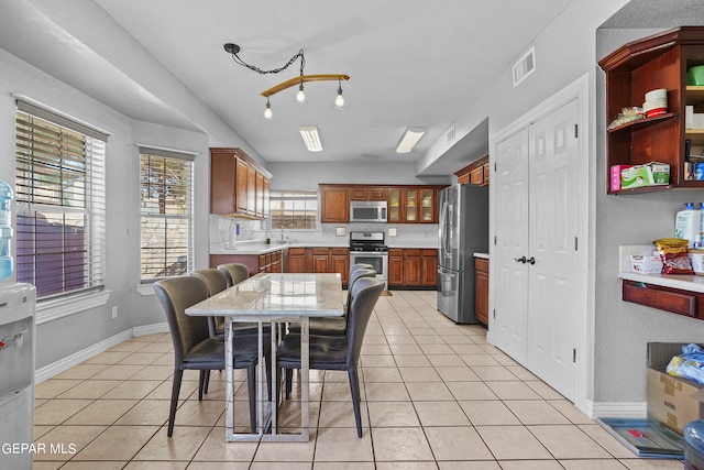 view of tiled dining space