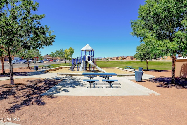 view of play area with a lawn