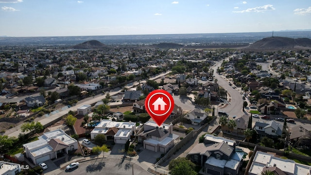 bird's eye view with a mountain view