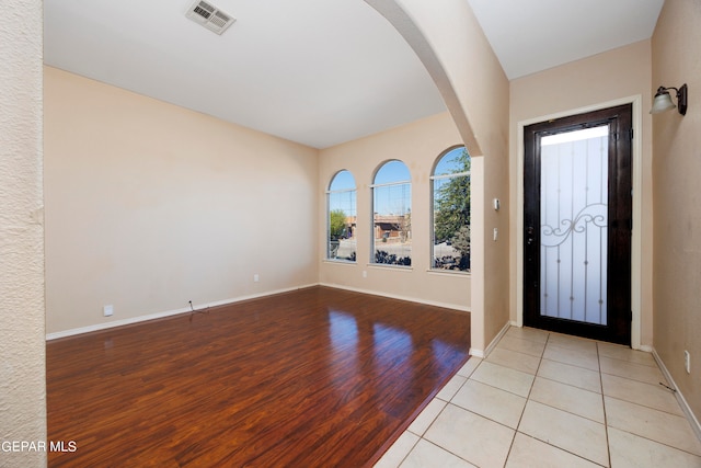 entrance foyer with light wood-type flooring