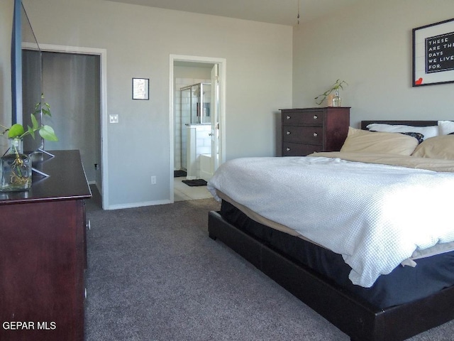 carpeted bedroom featuring connected bathroom