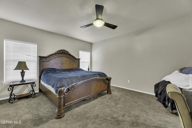 14241 Craggy Rock Ave, El Paso, TX 79938 - carpeted bedroom featuring a textured ceiling, a ceiling fan, and baseboards