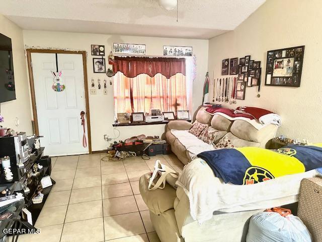 living room featuring light tile patterned floors