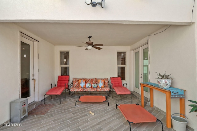 view of patio / terrace featuring ceiling fan