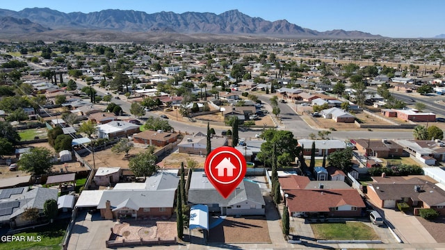 aerial view with a residential view and a mountain view