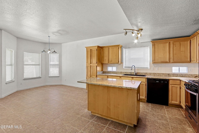 kitchen featuring stainless steel range, black dishwasher, sink, and a wealth of natural light