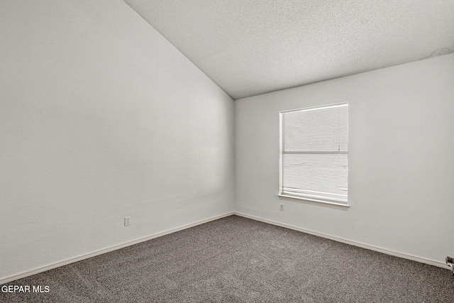 empty room with carpet floors and a textured ceiling