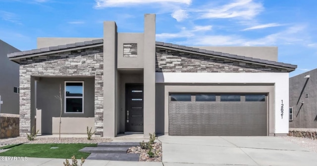 contemporary home featuring a garage