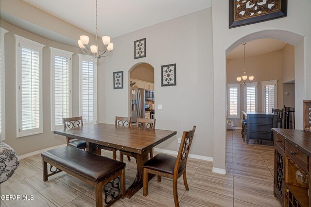 dining room with an inviting chandelier