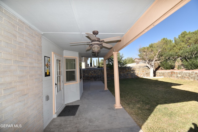 view of patio with ceiling fan